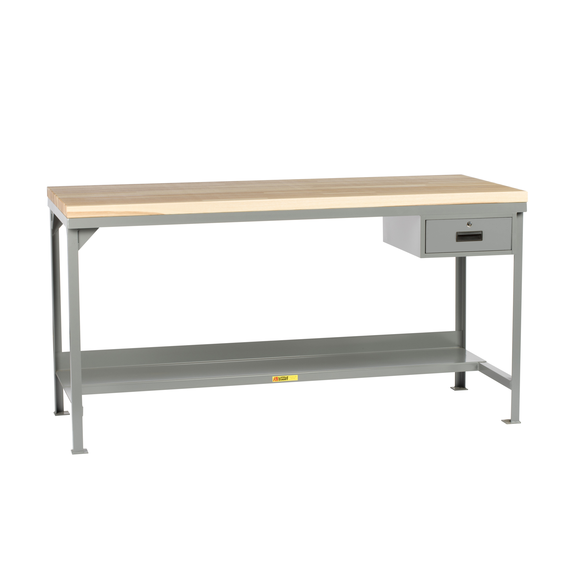 Little Giant Steel Workbench - 36in. x 72in., Butcher Block Top, 3000-Lb. Capacity, Locking Drawer, Model# WSJ2-3672-36-DR
